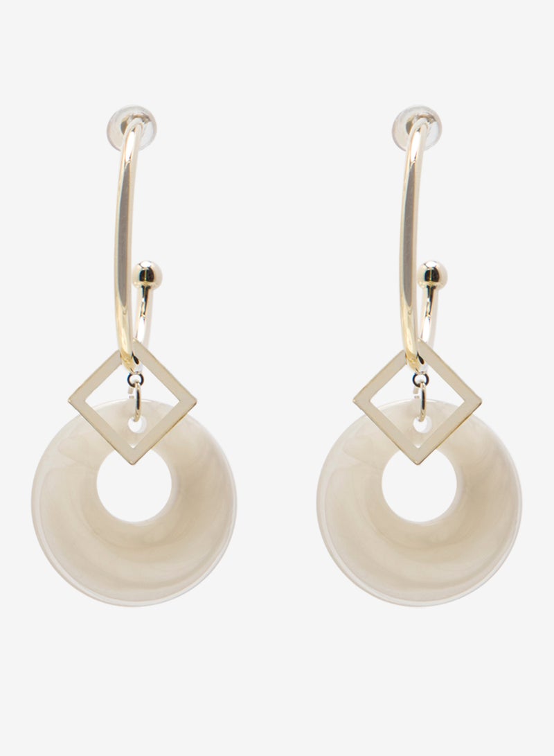 R&B Embellished Pushback Closure Detail Dangle Earrings - Image 1