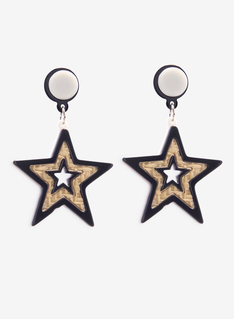 R&B Embellished Pushback Closure Detail Dangle Earrings  - Image 1