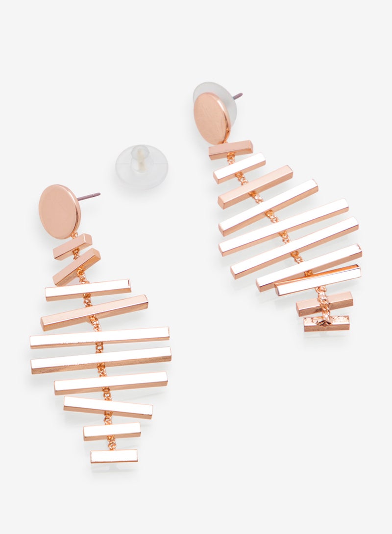 R&B Embellished Pushback Closure Detail Dangle Earrings  - Image 2