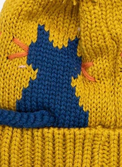 R&B Winter Bonnet Cap Mustard Yellow/Blue  - Image 3