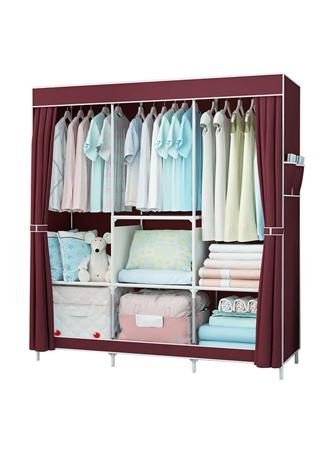 3 Door Non-Woven Foldable Wardrobe Red 165x130x45cm - Image 1