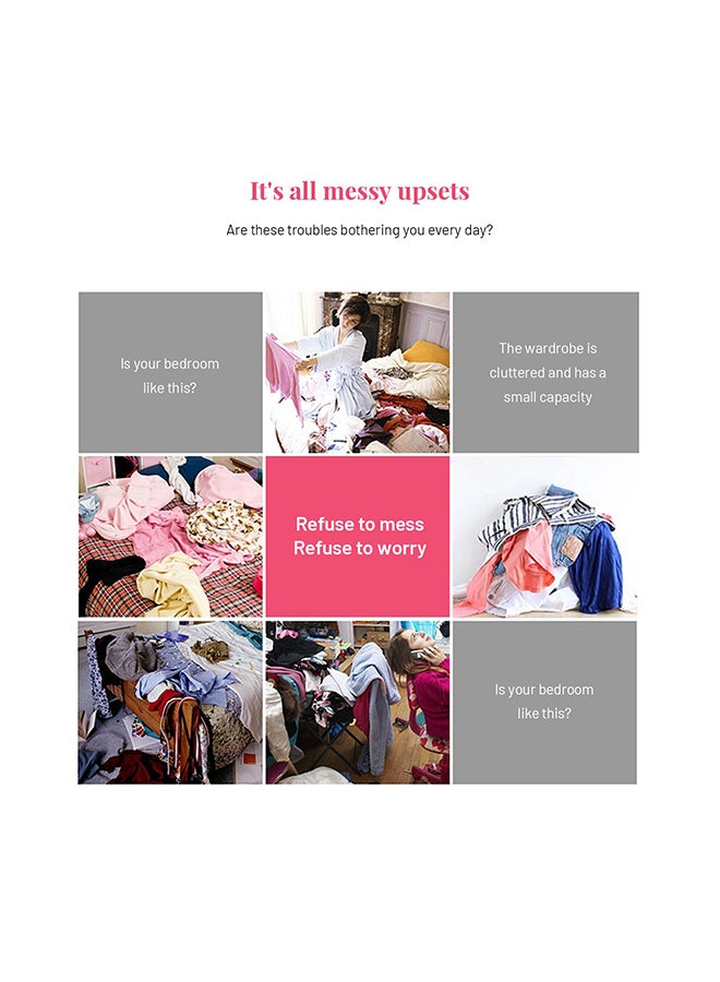 3 Door Non-Woven Foldable Wardrobe Red 165x130x45cm - Image 3