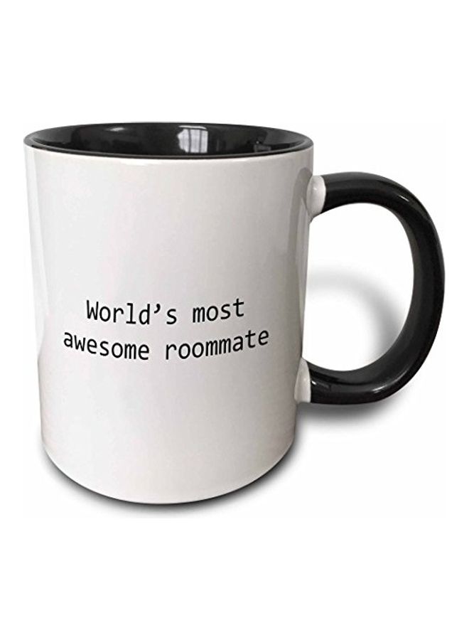 3Dروز مج بتصميم طبعة عبارة "Worlds Most Awesome Roommate" ثلاثية الأبعاد أسود/ أبيض
