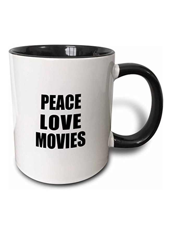3DROSE Peace Love Movie Mug Black/White 