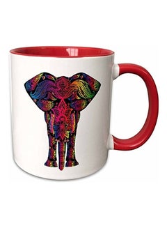 3DROSE Art Of Asia Elephant Mug Red/White 