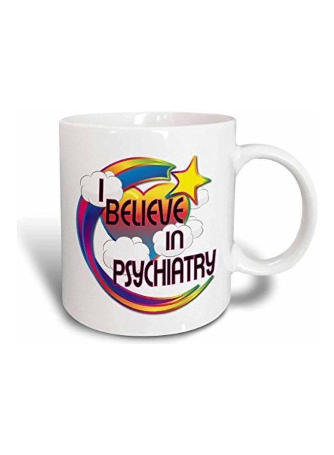3Dروز مج بتصميم لطيف وطبعة عبارة "I Believe In Psychiatry" أبيض