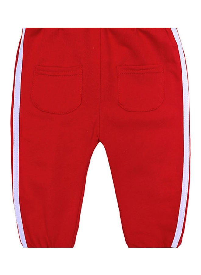 2-Piece Unisex Children Casual Sports Zipper Coat And Trousers Red/White - Image 3