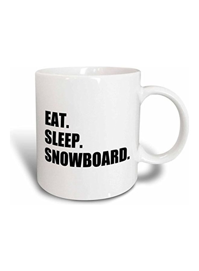 3Dروز "مج من السيراميك مطبوع عليه عبارة "Eat Sleep Snowboard" أسود وأبيض