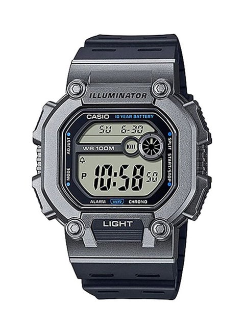 Men's Water Resistant Leather Digital Quartz Watch W-737H-1A2VDF - 52 mm - Black