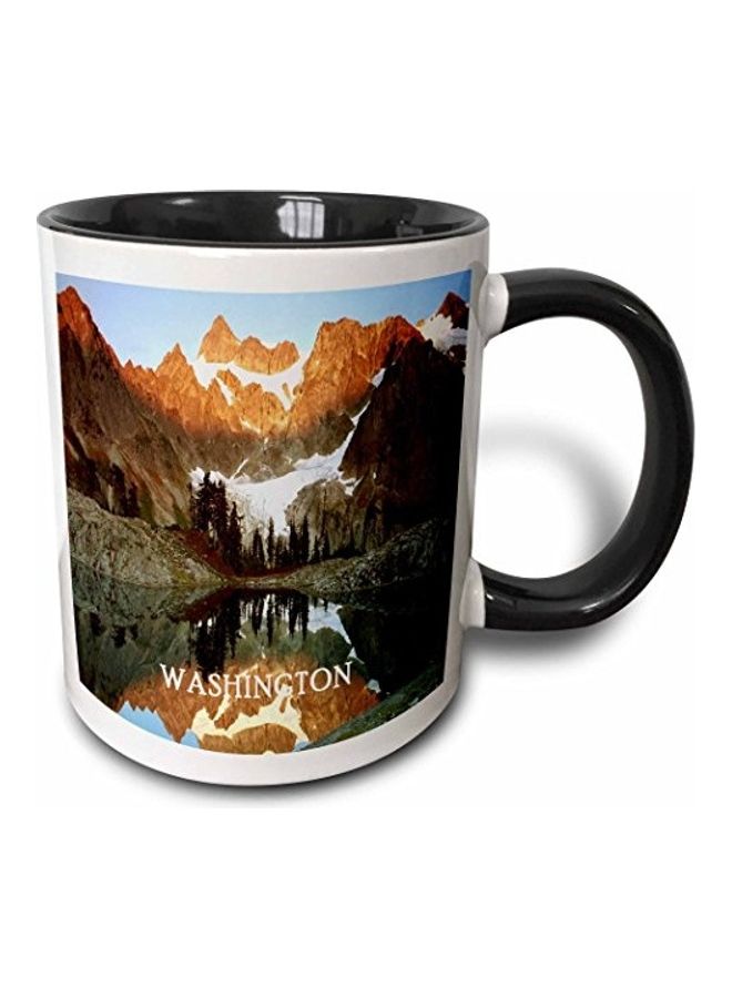 3Dروز مج بطبعة بحيرة آن بواشنطن أسود/ أبيض