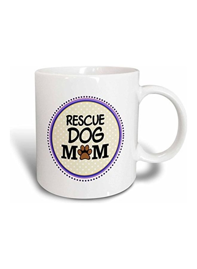 3Dروز مج من السيراميك بطبعة عبارة "Rescue Dog Mom" أبيض