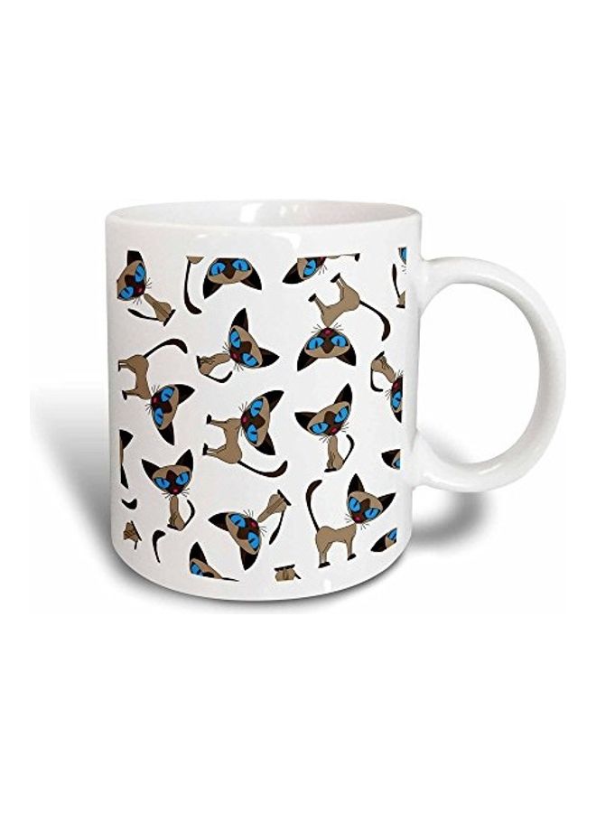 3Dروز مج من السيراميك بطبعة قطة سيامي أبيض - Image 1