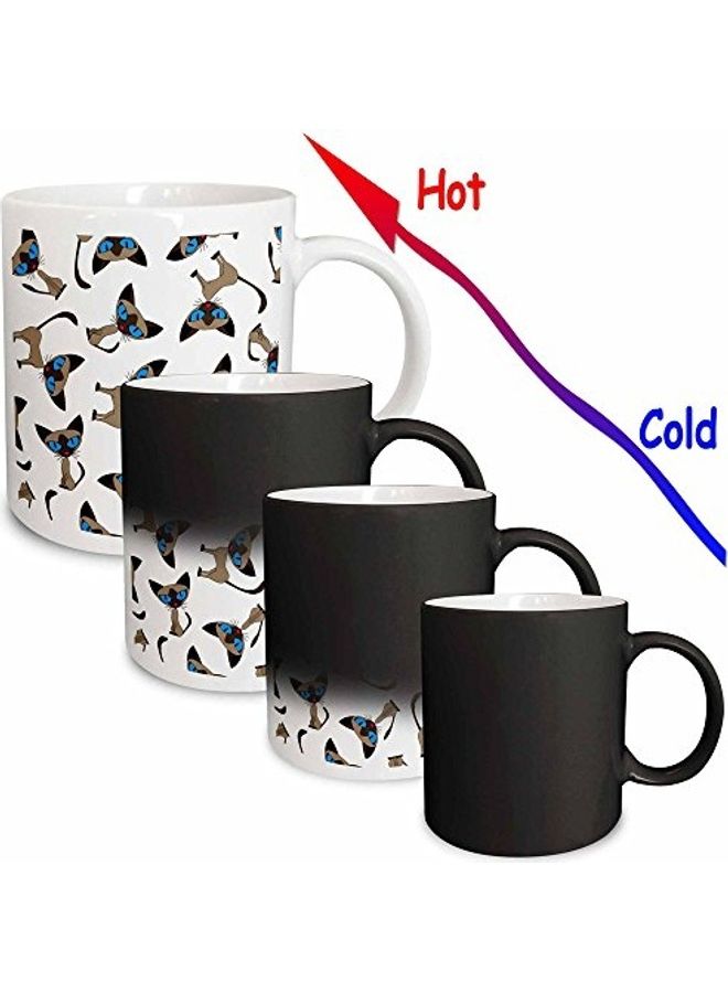 3Dروز مج من السيراميك بطبعة قطة سيامي أبيض - Image 3