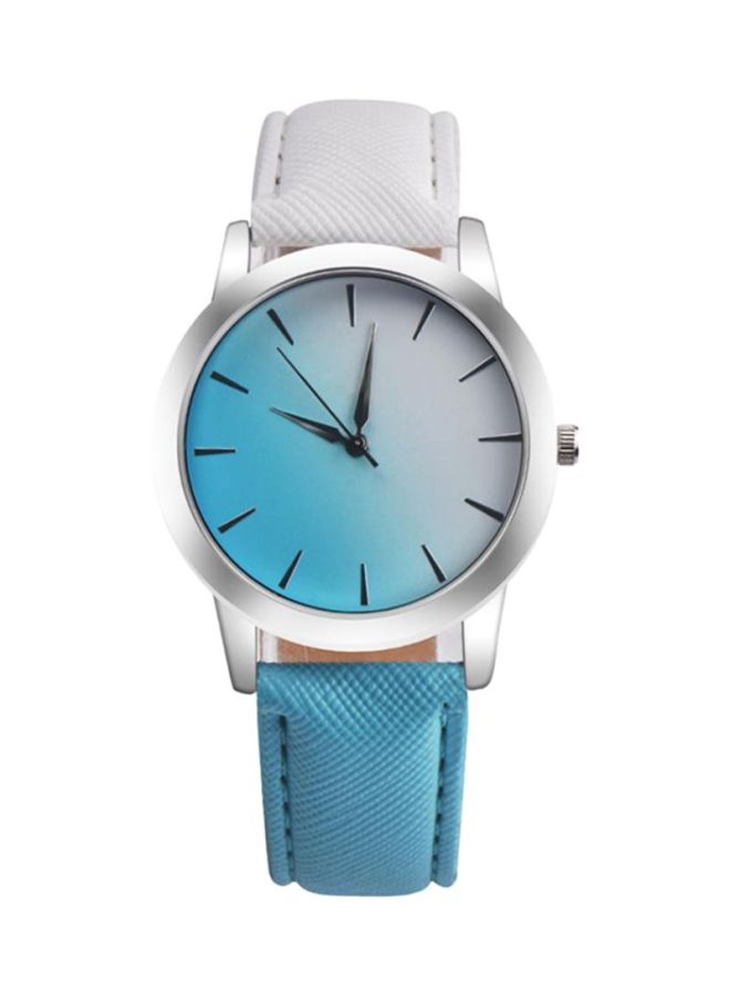 بلولانز ساعة أنالوج من الجلد الصناعي 262066 - 38 مم - أزرق/أبيض