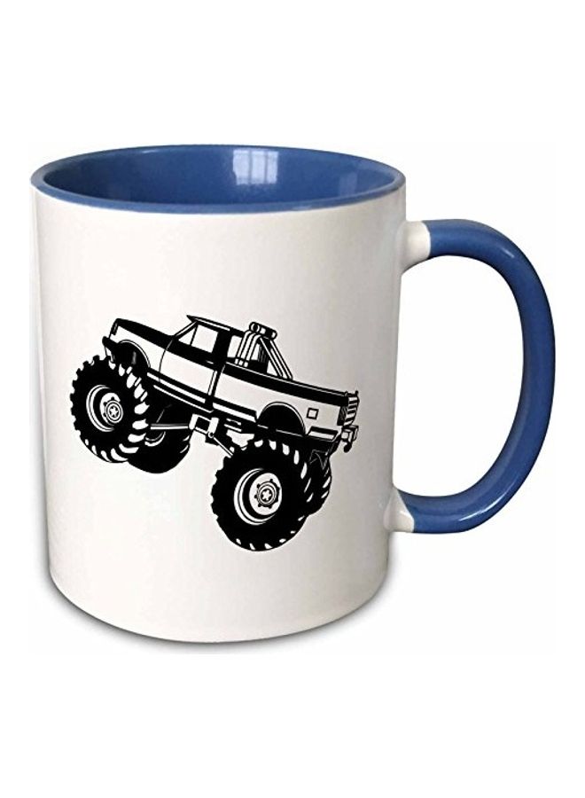 3DROSE Monster Truck Printed Mug Blue/White - Image 3
