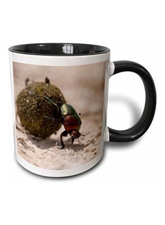 Dung Beetle Insect Printed Mug Black/Beige/White