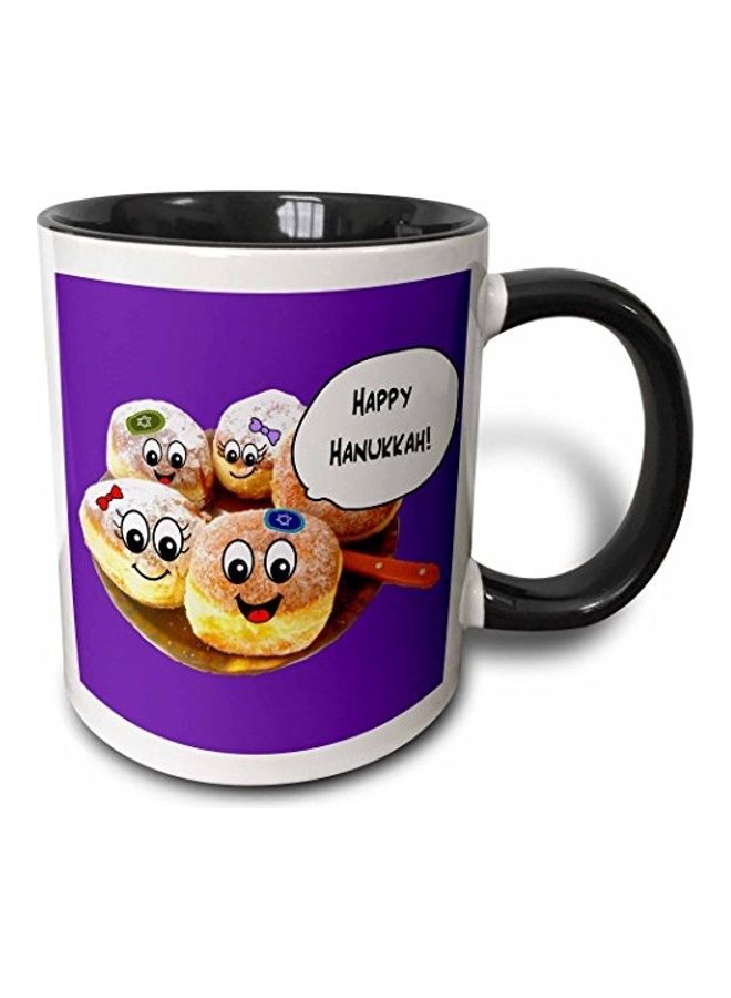 3DROSE Happy Hannukah Cartoon Printed Coffee Mug Multicolour