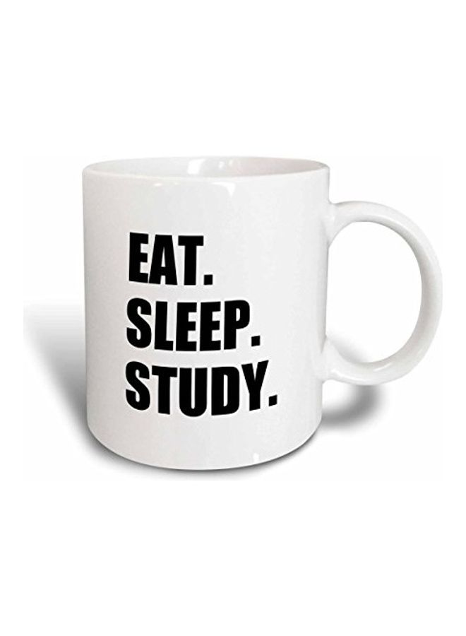 3Dروز مج بلونين بطبعة عبارة "Eat Sleep Study" أسود/ أبيض