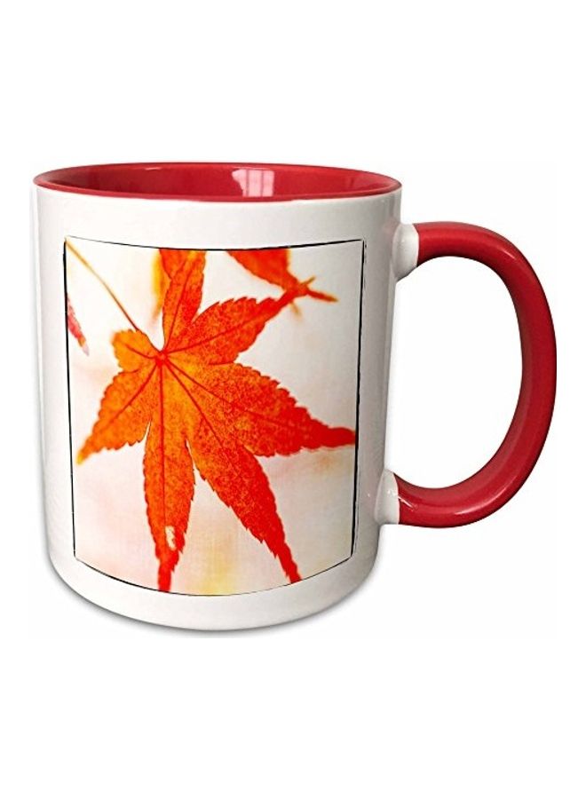 3DROSE Orange Japanese Maple Leaf Ceramic Mug Multicolour