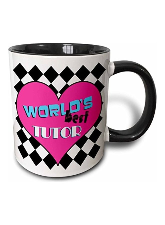 3DROSE Worlds Best Tutor Pink Printed Ceramic Mug Multicolour