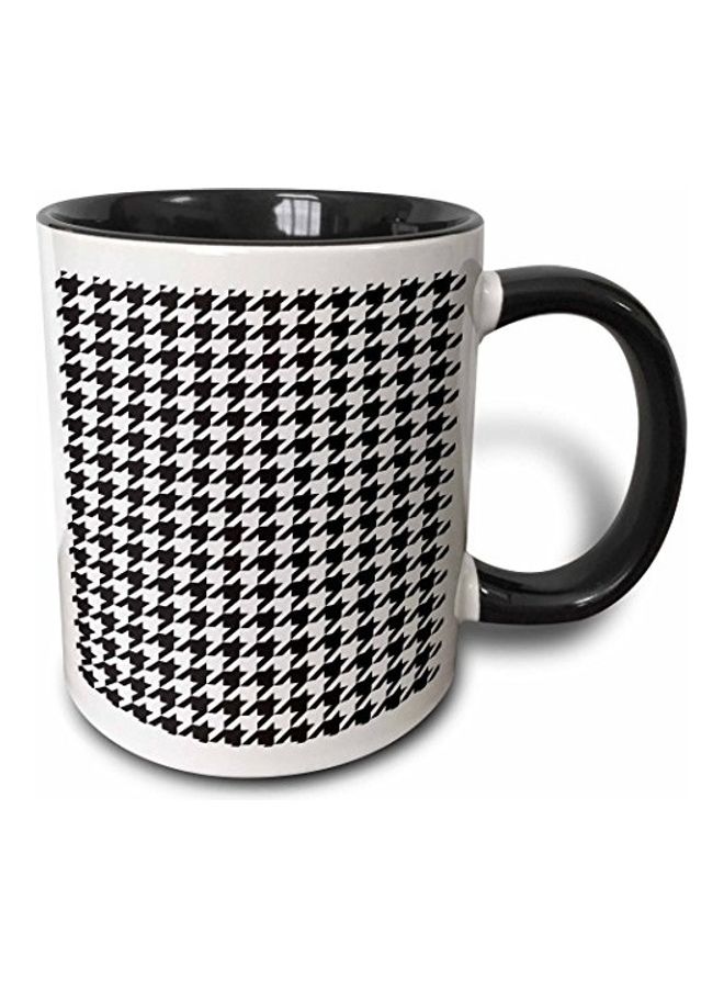 3DROSE White Classic Preppy Hounds tooth Pattern Two Tone Mug Multicolour 11 oz