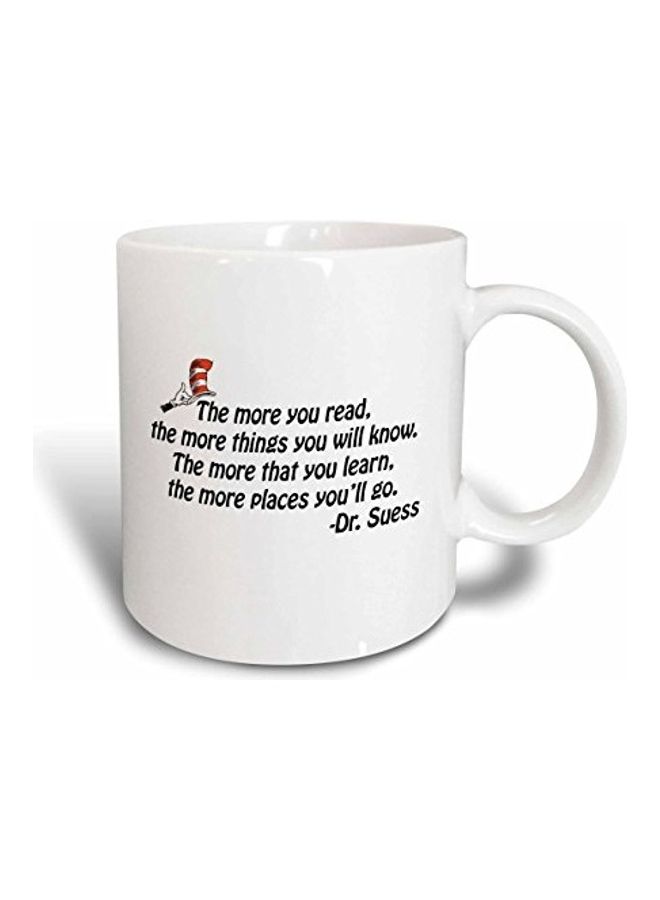 3DROSE The More You Read, The More Things You Will Know Printed Mug White/Black - Image 1