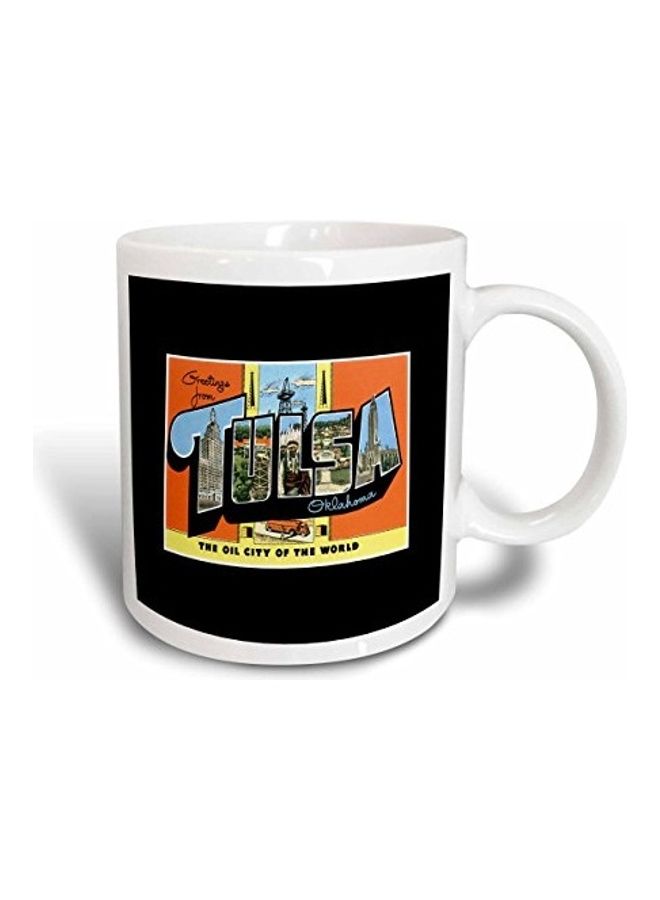 3Dروز مج بطبعة بطاقة بريدية بمنظر وبطبعة عبارة "Greetings From Tulsa Oklahoma Oil City Of The World" متعدد الألوان
