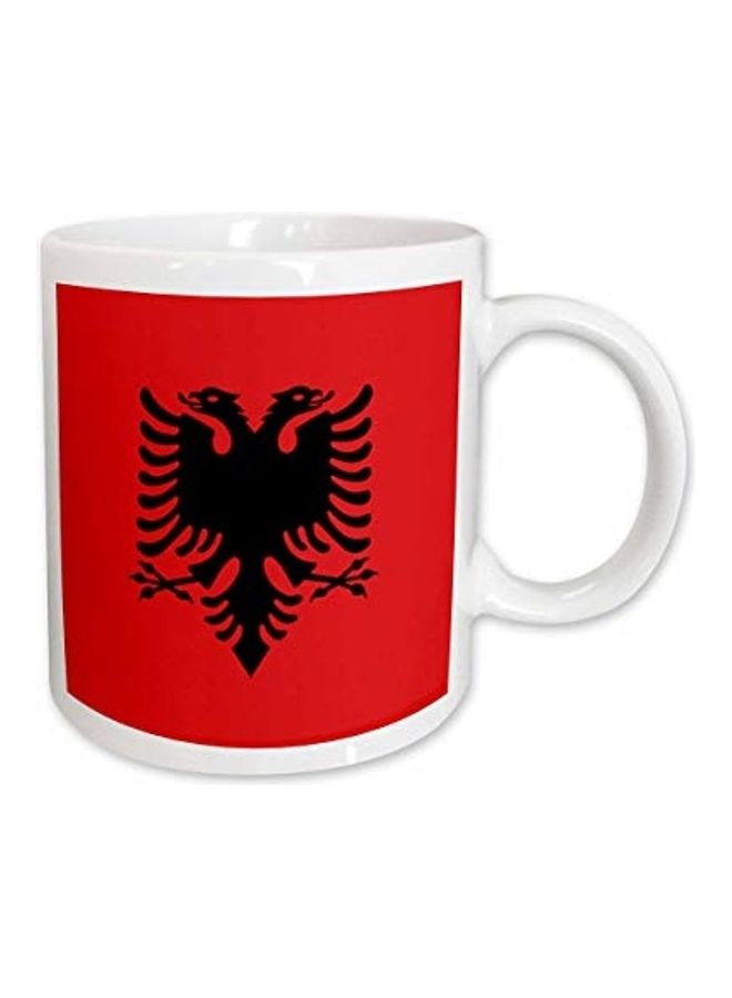 3Dروز مج من السيراميك بطبعة علم ألبانيا بنسر مزدوج الرأس أبيض/أحمر