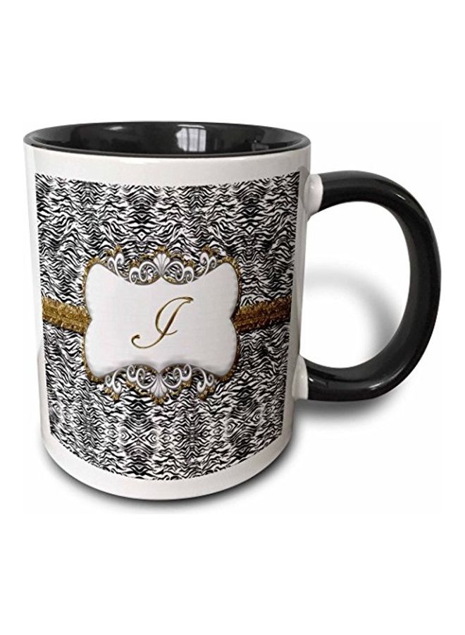 3DROSE Letter J Mug Black/White 