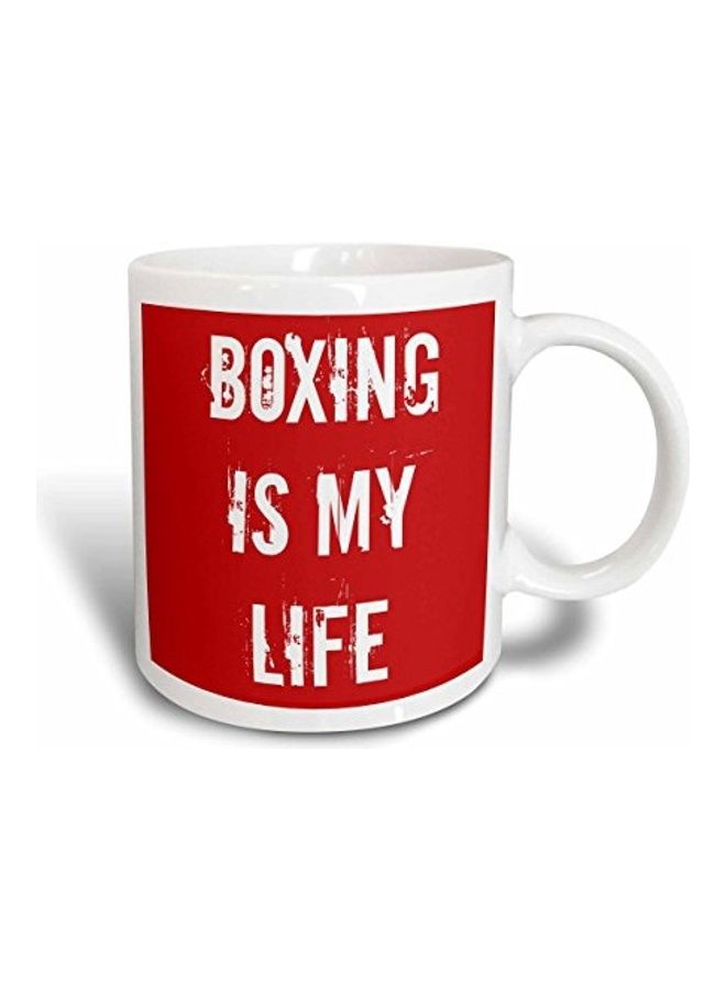3Dروز مج سيراميك بطبعة عبارة "Boxing Is My Life" أبيض/أحمر - Image 2