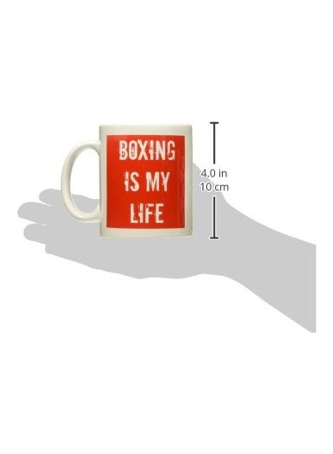 3Dروز مج سيراميك بطبعة عبارة "Boxing Is My Life" أبيض/أحمر - Image 3