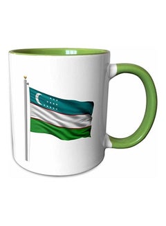 3DROSE Uzbekistan Flag Printed Coffee Mug Green/White 