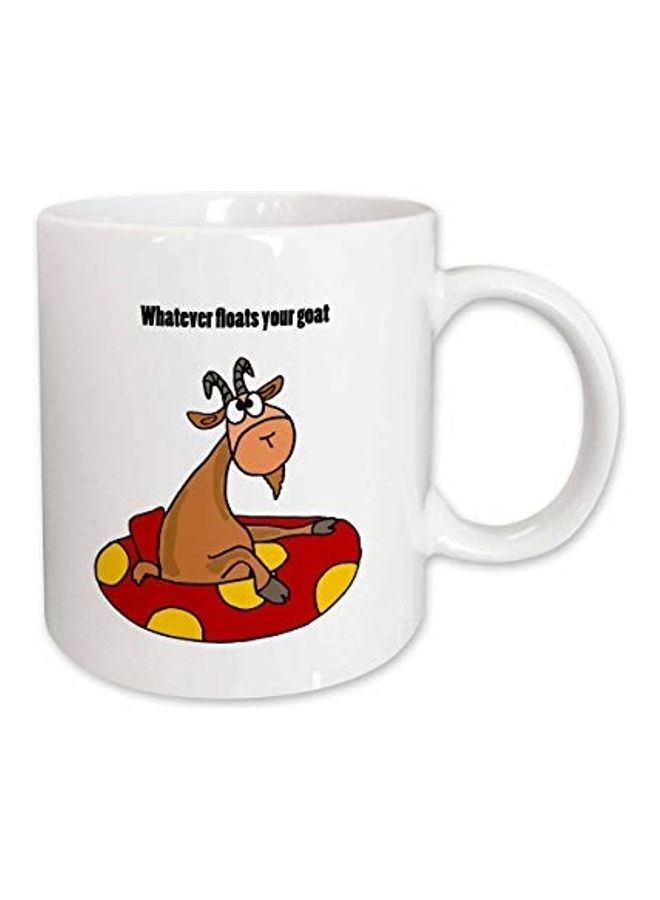 3Dروز مج من السيراميك بطبعة ماعز مضحكة ثلاثي الأبعاد أبيض