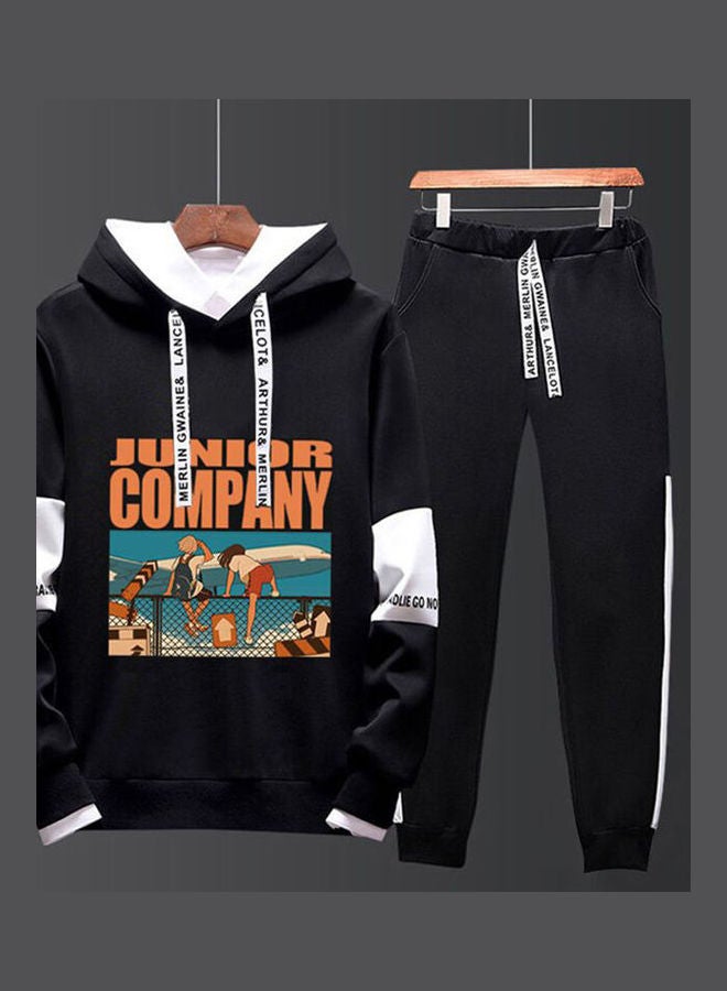 Printed Hoodie And Trouser Set Charcoal/White - Image 1