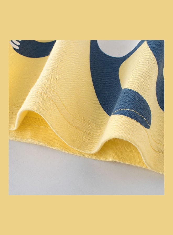 Summer Children Boy Cartoon Printed T-Shirt Light Yellow - Image 3