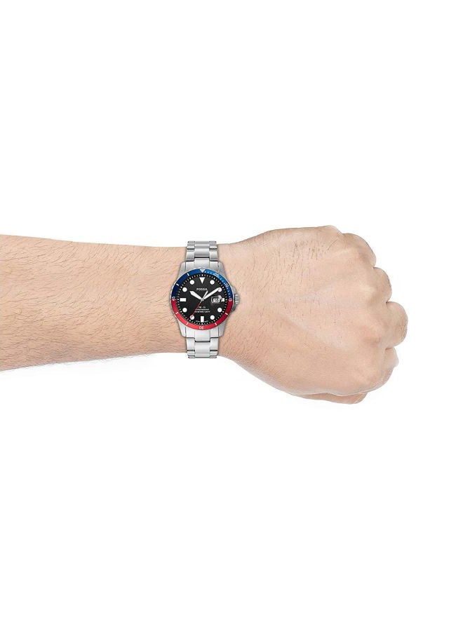 فوسيل - ساعة يد بعقارب مقاومة للماء طراز FS5657 - 42 مم - فضي للرجال - Image 1