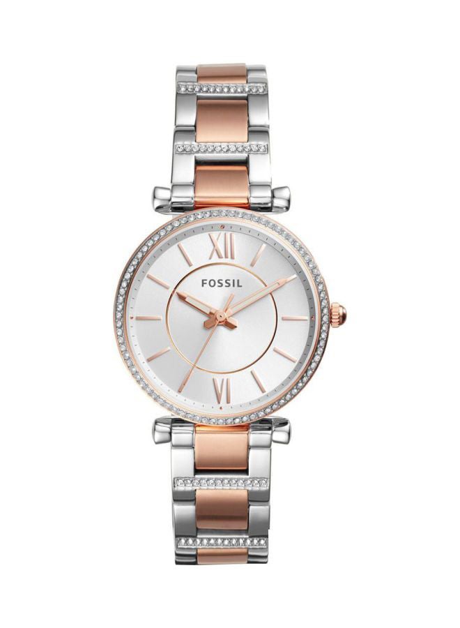 FOSSIL Women's Renewed - Water Resistant Metal Analog Watch ES4342 - 35 mm - Silver/Rose Gold  - Image 1