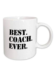 3DROSE Best Coach Ever Black Text Mug White/Black 