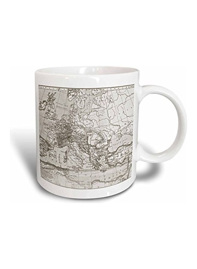 3Dروز مج من السيراميك بتصميم كلاسيكي ثلاثي الأبعاد لخريطة الإمبراطورية الرومانية أبيض