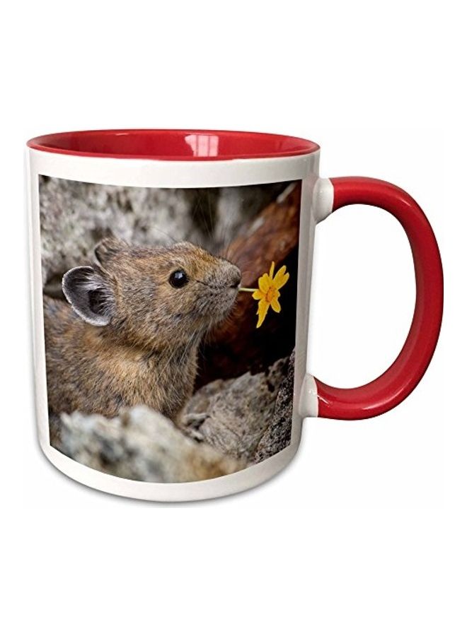 3DROSE Pika Wildlife Printed Coffee Mug White/Brown/Grey