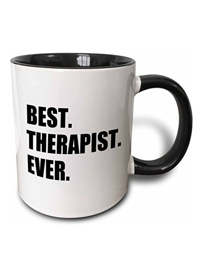 3Dروز مج مطبوع عليه عبارة "Best Therapist Ever" أسود/ أبيض 