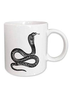 Vintage Cobra Snake Printed Ceramic Mug White
