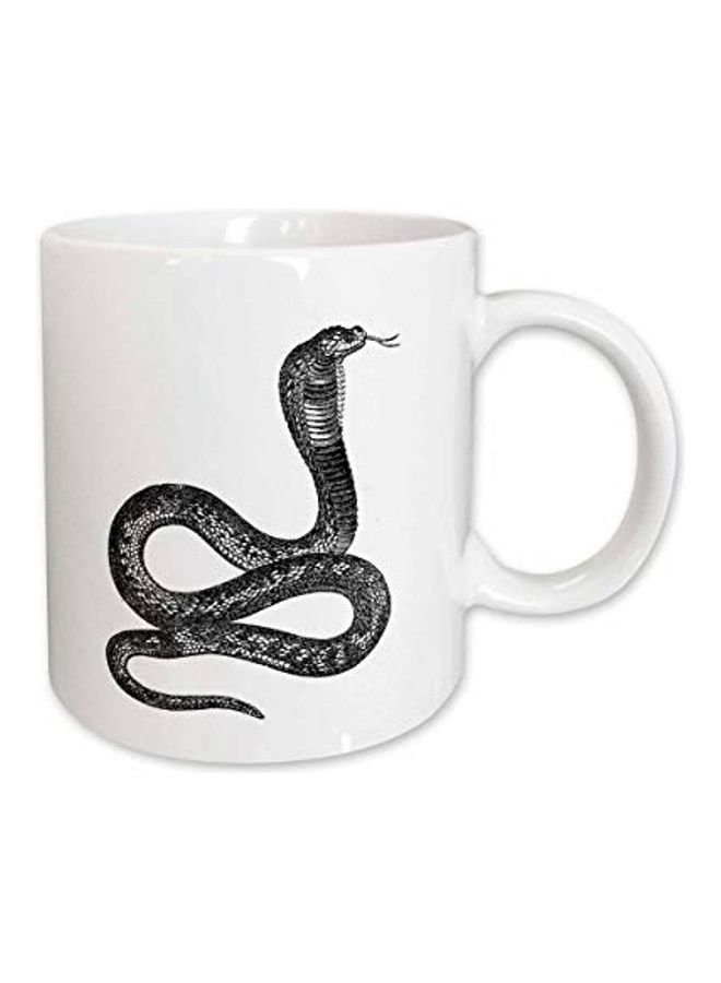 3DROSE - Vintage Cobra Snake Printed Ceramic Mug White - Image 1