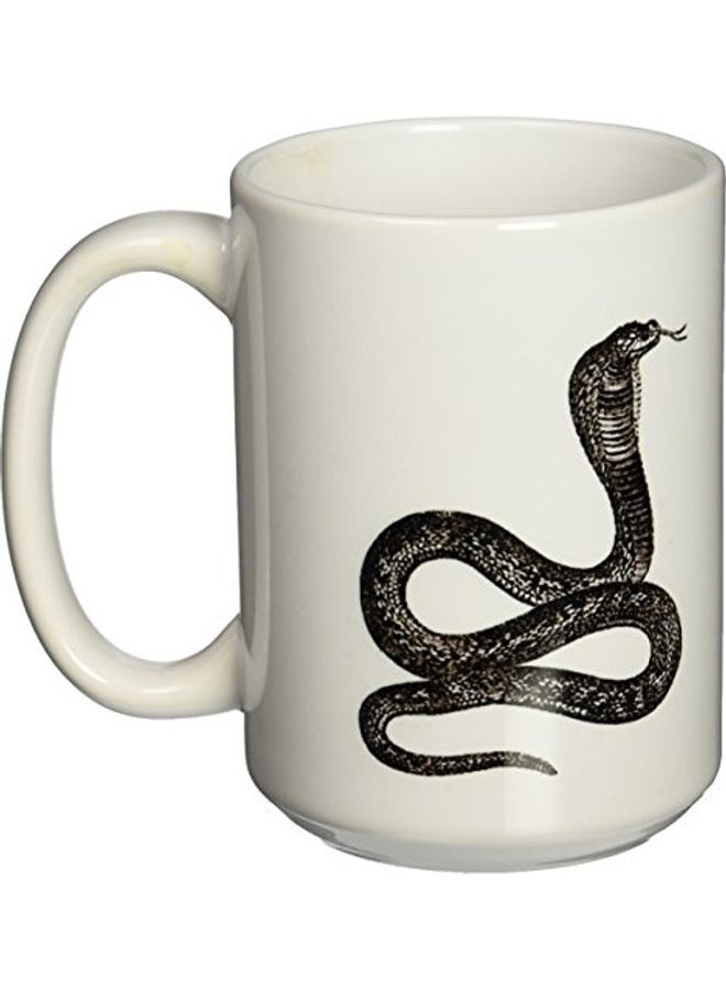 3DROSE - Vintage Cobra Snake Printed Ceramic Mug White - Image 1