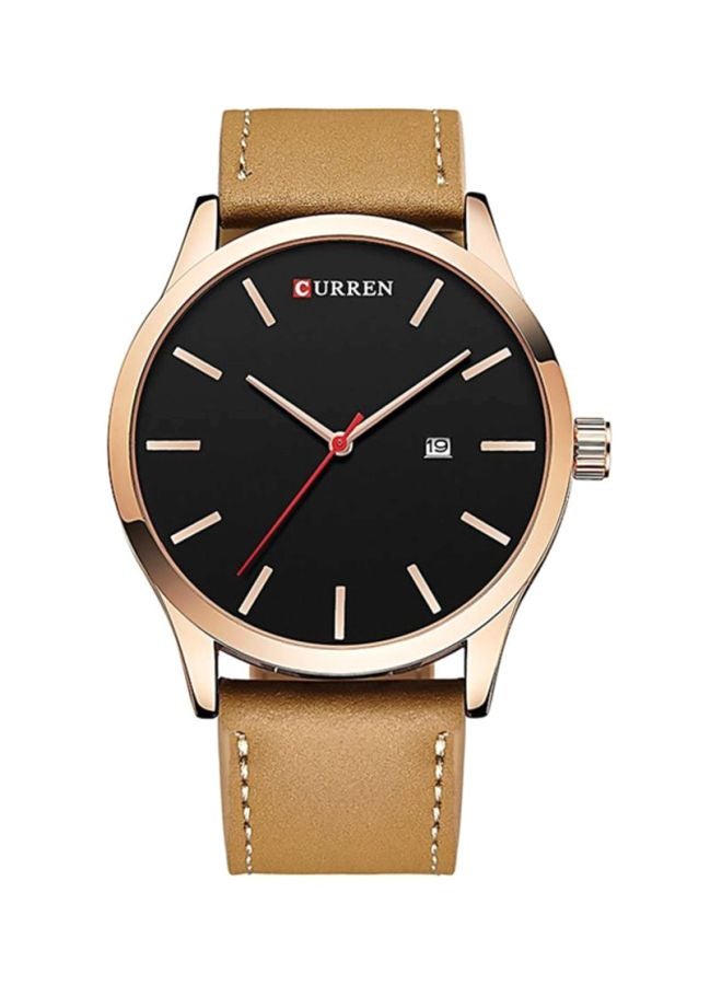 كارين ساعة يد بعقارب مقاومة للماء طراز 8214 - 45 مم - لون بيج للرجال - Image 1