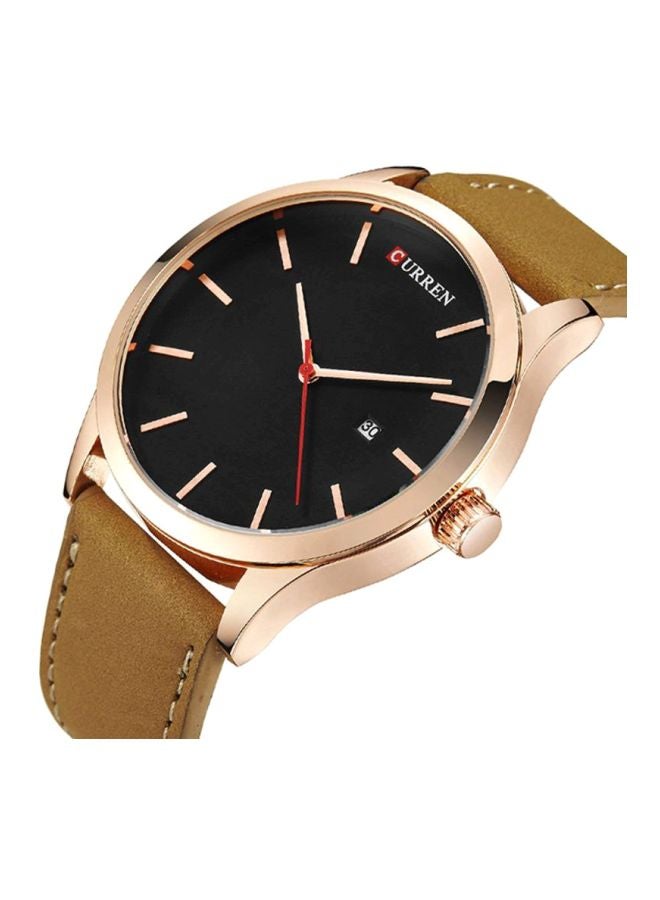 كارين ساعة يد بعقارب مقاومة للماء طراز 8214 - 45 مم - لون بيج للرجال - Image 2