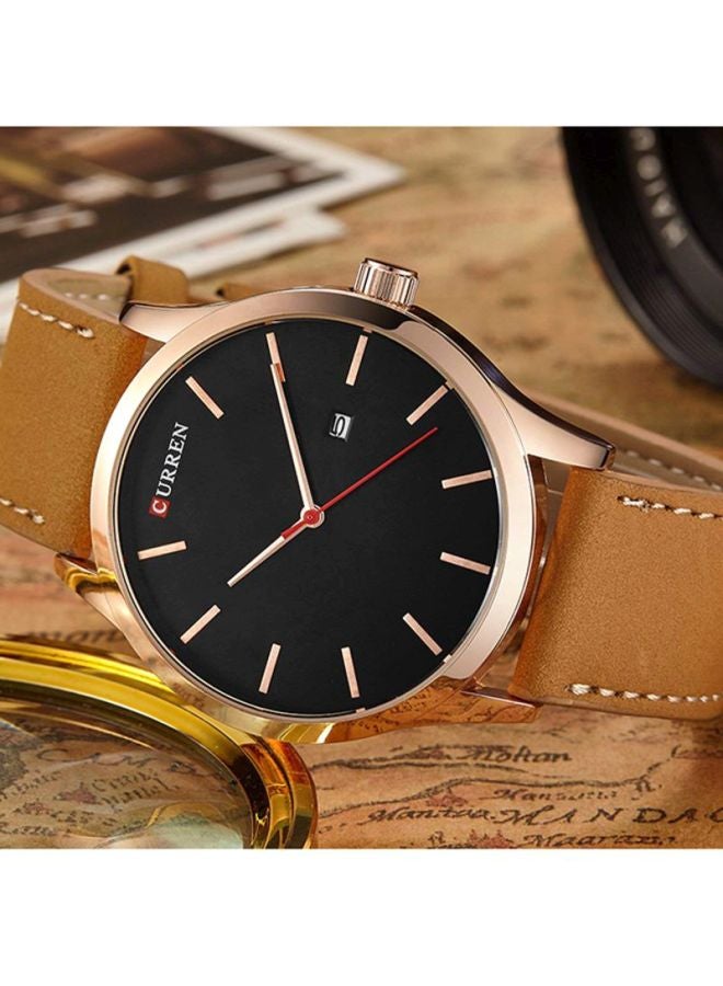 كارين ساعة يد بعقارب مقاومة للماء طراز 8214 - 45 مم - لون بيج للرجال - Image 4