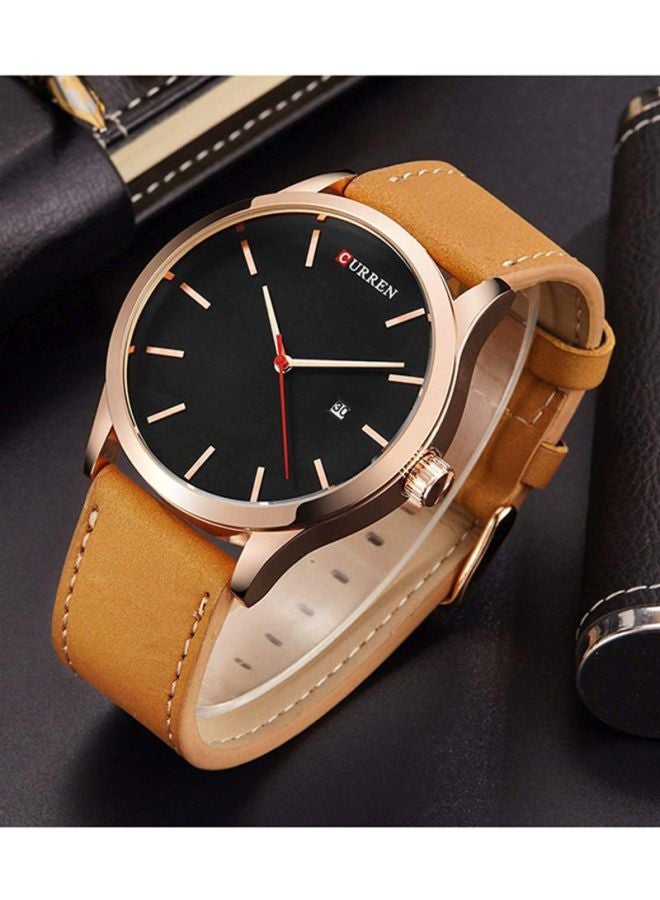 كارين ساعة يد بعقارب مقاومة للماء طراز 8214 - 45 مم - لون بيج للرجال - Image 3