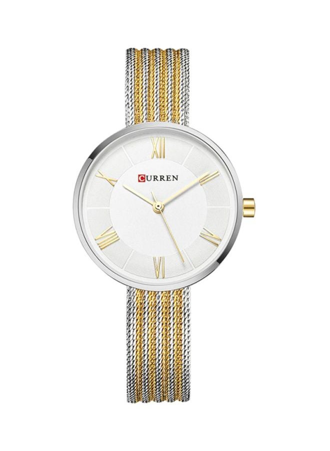 كارين ساعة يد بعقارب مقاومة للماء بسوار من الإستانلس ستيل طراز 1J2733GW - 33 مم - ذهبي/فضي للنساء - Image 1