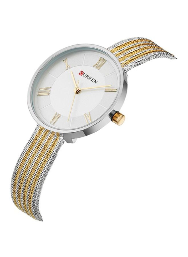 كارين ساعة يد بعقارب مقاومة للماء بسوار من الإستانلس ستيل طراز 1J2733GW - 33 مم - ذهبي/فضي للنساء - Image 2